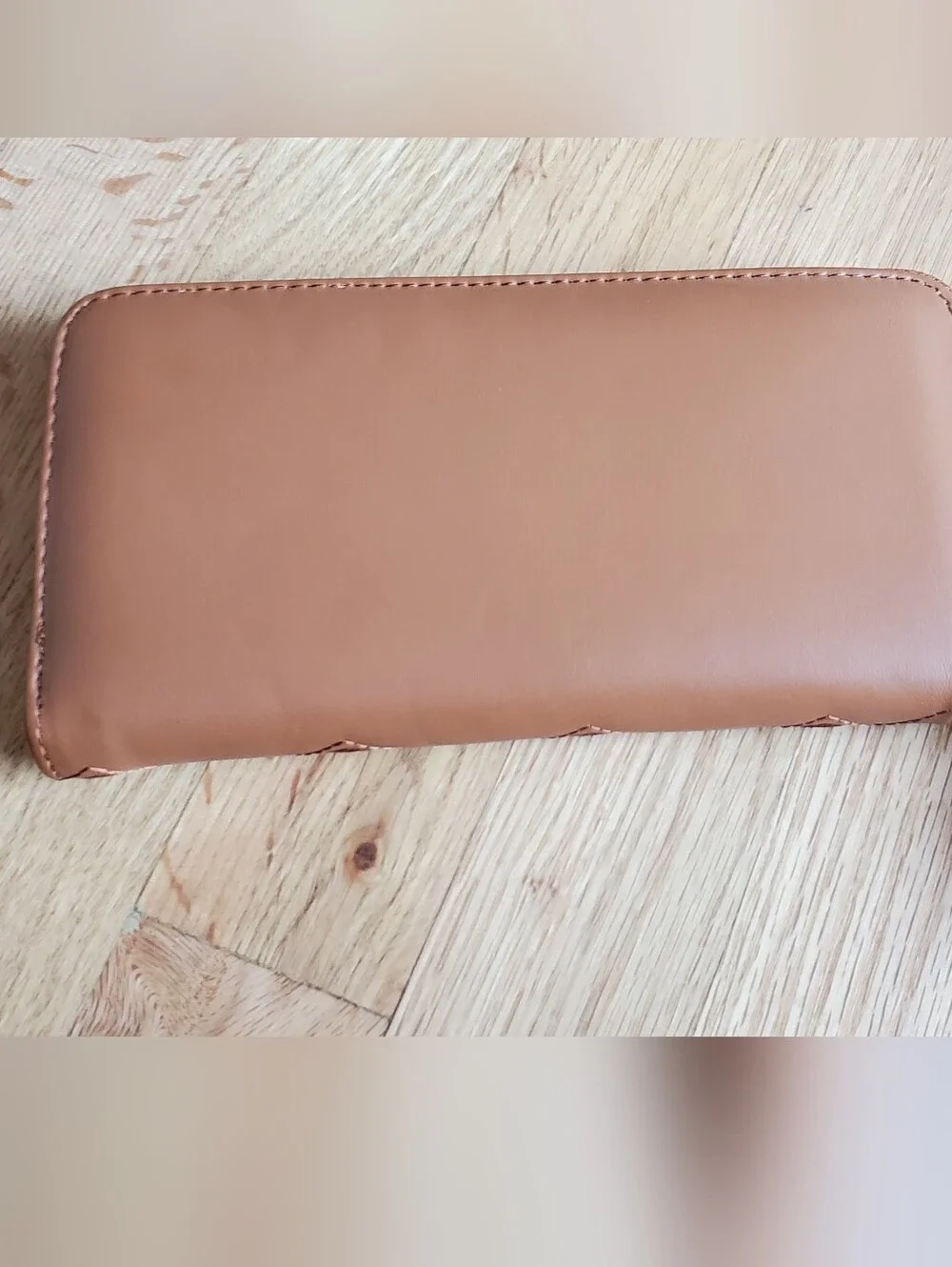 New Brown Quilted Heart Pattern Zip Wallet
